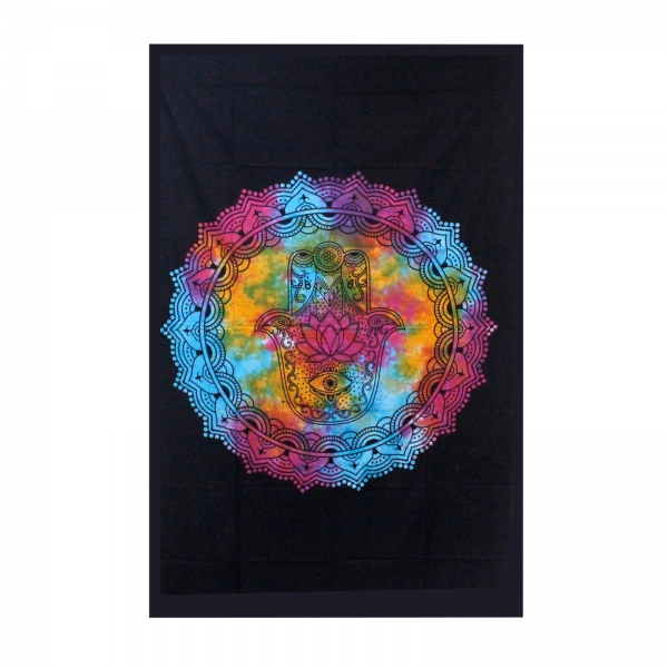 Indisches Baumwoll-Wandtuch, Tagesdecke, Hamsas Hand